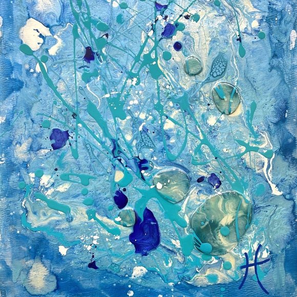 Sea Party - Original Art Mixed Media Painting Frame Ready Artwork 11”x15” - Picture 1 of 7
